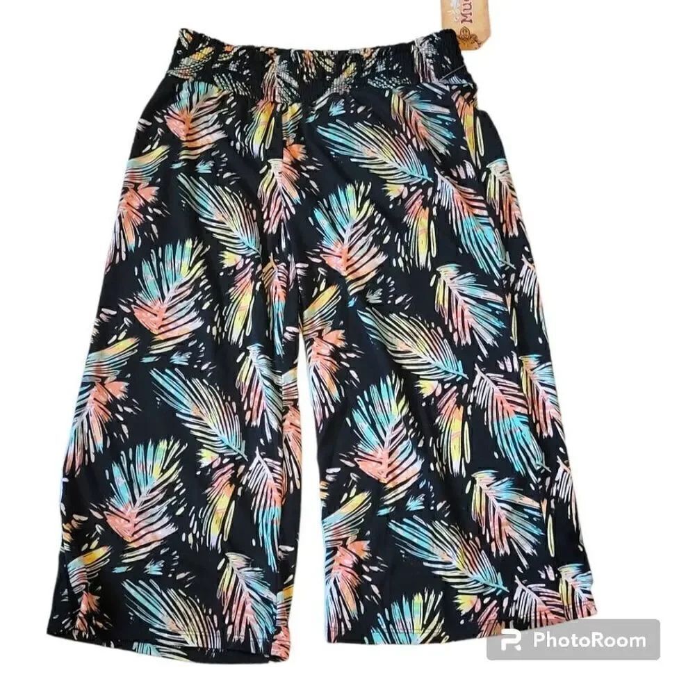 Mudd Girls Smocked Gaucho Pants with Palm Pattern Size 12